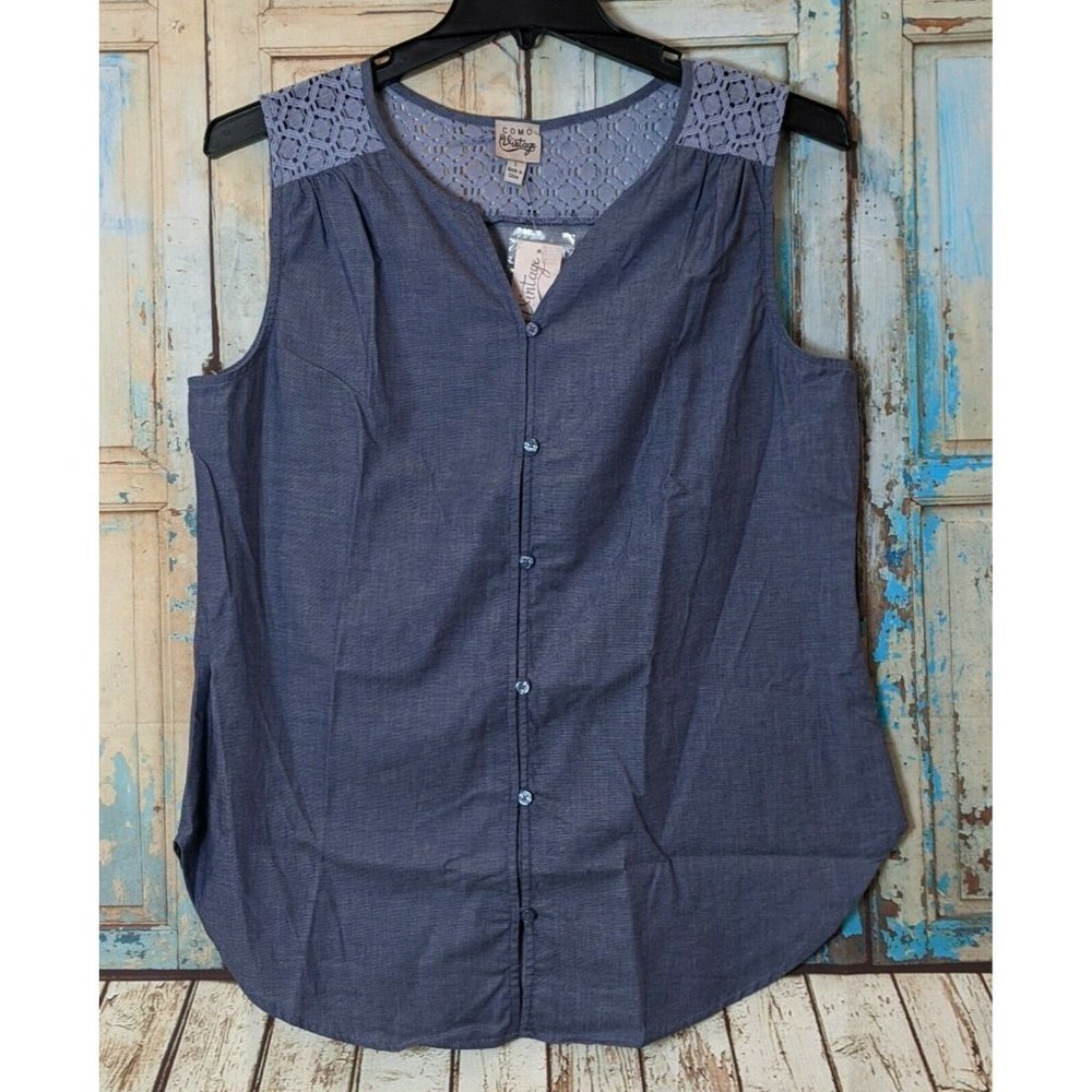 Como Vintage Womens Large Tunic Tank Blouse Top Lace NWT